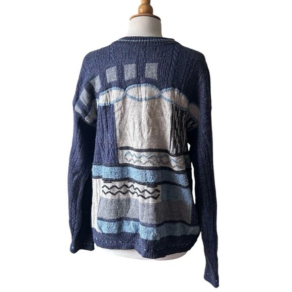 Vintage COOGI Inspired Blue 1990s Wool Mohair Blend Sweater Made in Italy- Large - Picture 4 of 9
